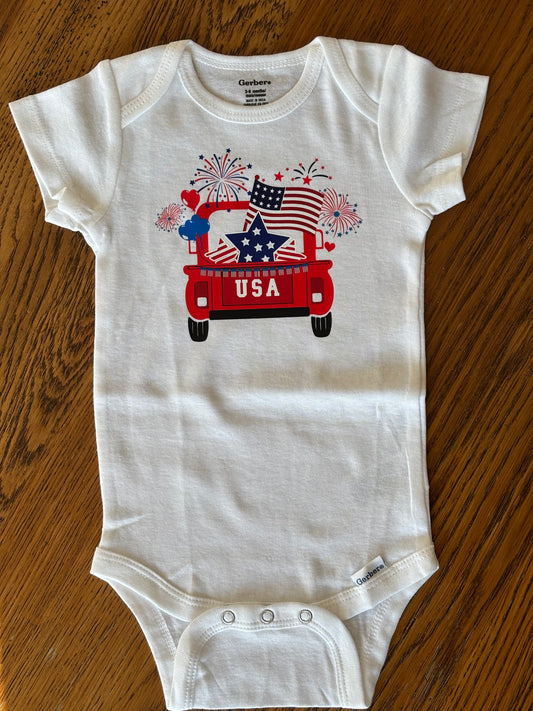 USA Truck Patriotic Onesie